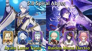 C0 Ayato Lunar Taser & C2 Raiden Mono Electro - Genshin Impact 5.8 Spiral Abyss Full Clear