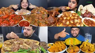 SPICY MUTTON CURRY EATING CHALLENGE,PRAWN CURRY,CHICKEN SCHEZWAN NOODLES,CHICKEN CURRY,EGG,BIG BITES
