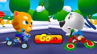 Talking Tom Gold Run: Talking Hank Watermelon Bike vs Talking Ginger Bouncer BMX (iOS,Android)