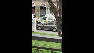 Private Ambulance Ems Volkswagen in Athens flashing lights 