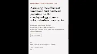 Assessing the effects of limestone dust and lead pollution on the ecophysiology of so... | RTCL.TV