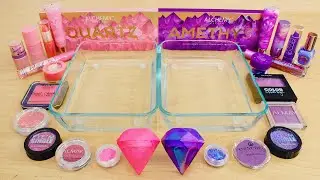 Pink vs Purple - Mixing Makeup Eyeshadow Into Slime ASMR 303 Satisfying Slime Video