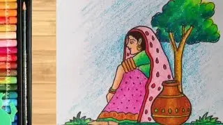 Village Woman Drawing Easy ll @Ratno Art Academy
