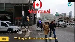 Walking Tour Montreal Rene Levesque Street 4K  || Virtual Tour Rene Levesque Street Montreal Canada