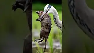 Nature skill of heron to catches foods #Heron #Heronbird #Greatblueheron #Birdviral #Viral #shorts