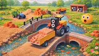 RC Tractor Loading Bricks | Mini Construction Project with RC Tractor & Trolley at @Khaby