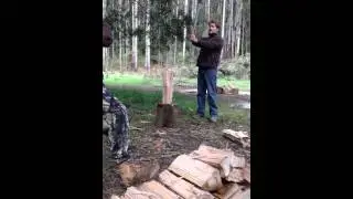 Splitting wood tutorial fail