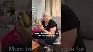 Mom tries cow tongue first time #fypシ #funny #food #torta