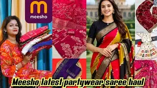 MEESHO LATEST PARTYWEAR SAREE HAUL NEW DESIGNER SAREE COLLECTION UNDER BUDGET