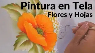 Pintura en Tela Flores y Hojas
