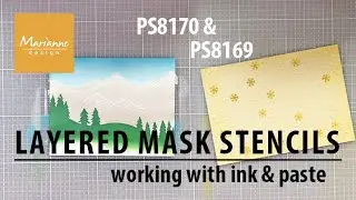 LAYERED MASK STENCILS | PS8169 2-layer Snow & PS8170 Mountain Scenery | tutorial | Cardmaking