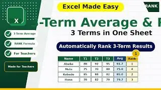 How to Create 3-Term Student Rankings in One Excel Sheet | Automatic Rank Formula (Amharic)
