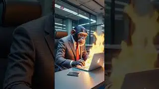 Chimpanzee CEO in Crisis 🐒🔥 | Working Through a Computer Fire | AI Office Comedy Short #uzrai