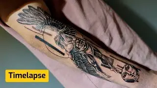 Mens Guardin Angel Tattoo in Arm  | Time Lapse Tattoo