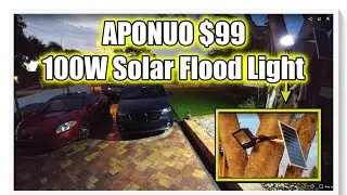 100W Solar Flood Light Street Flood Lights, APONUO 196 LED 5000 Lumens Waterproof ONLY $99,  REVIEW
