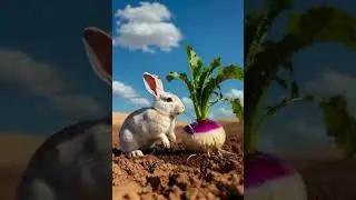 A rabbit saves the turnip plant from drying up #viralai #ai #youtubeshorts