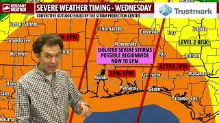 TORNADOES & DAMAGING WINDS POSSIBLE LATER TODAY; LEVEL 3 (OUT OF 5) RISK...