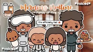 Family of 5 *MORNING ROUTINE* 🍂🍄&zwj;🟫🥞 *with voice🎙️* Toca Boca Life World ☄️🦇