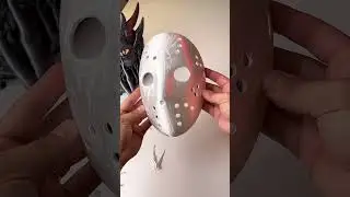 This 3D printed Jason Voorhees mask looks killer in Azurefilm PLA Silk White. #Azurefilm #Bambulab