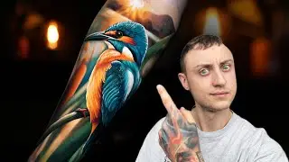 Tattooing a Photorealistic Kingfisher