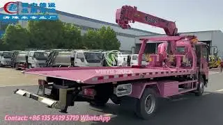Truck Show-Sinotruk HOWO 5Tons Slide Deck Tilt Tray Flatbed Tow Truck With XCMG Straight Arm Crane