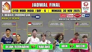 Jadwal Final Syed Modi India 2025 Hari Ini Live TVRI ~ DEJAN/BERNADINE vs THAILAND