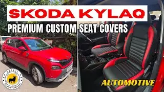 Чехлы для сидений Skoda Kylaq Custom | Премиум-кожа для салона в черно-красную гамму от Orchis Mu...