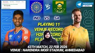 IND vs SA Dream11 Prediction | IND vs SA Dream11 | India vs South Africa 43th T20I 2026