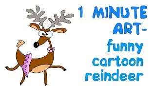 1 Minute Art - How to draw Santa Claus's reindeer
