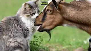 Cute cat,Adorable goat,Funny behavior,#animal cute 