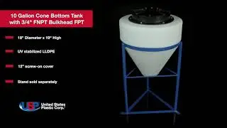 10 Gallon Cone Bottom Tank with 3/4