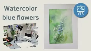 Live beginner: aquarelleer je blauwe bloemen / How to watercolor blue flowers, Atelier-Bertina