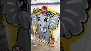 Handmade Pot Art 🐘Cartoon ElephantDrawingCute BabyElephant Drawing onPotPainting #drawing#art#shorts