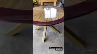 A table I made from recycled skateboards and  purpleheart #woodworking #skateboarding #furniture