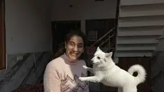 Wife k piche 😱 padgya dog.