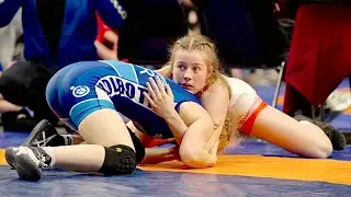 U17 Carla Christiansen (DEN) vs Liv Sandvik-Kleppesto (NOR) 57kg. Girls youth womens wrestling.
