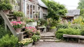 stylish rustic garden decor ideas using thrift store finds to create a timeless, vintage vibe