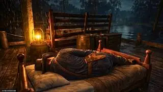 Sleeping on a Cozy Porch Bed during Night Time Thunderstorm | RDR2 ASMR