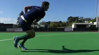 Blake Govers Drag Flick. Australian Olympic mens hockey player drag flick close up