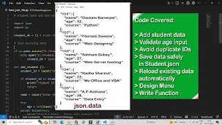 Python Project #1: Student Data Entry & Save to JSON File | Menu Driven Program for Beginners
