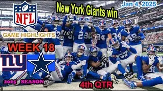 Dallas Cowboys vs New York Giants Week 18 Game 4th QTR  Highlights NFL Jan 4, 2025