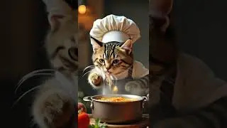 🐱🍲 Cute Cat Chef Cooking in a Rustic Kitchen &ndash; Adorable 3D Cartoon! 👨&zwj;🍳✨ #shorts2025 #anmals #viral