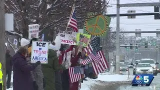 Vermonters protest in South Burlington on anniversary of Jan. 6 capitol riots