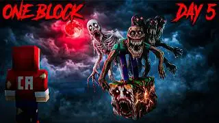 I Survived TERRIFYING CREATURES on ONE BLOCK Minecraft &ndash; Day 5 (INSANE HORROR!)