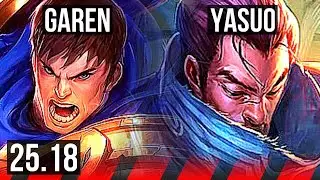GAREN vs YASUO (TOP) | 12 solo kills, 17/2/5, Legendary | EUNE Grandmaster | 25.18