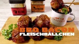 ger&auml;ucherte BBQ Beef Fleischb&auml;llchen mit Baconmantel