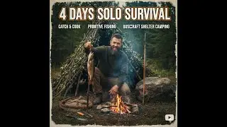 4 DAYS solo survival: Catch and Cook, Primitive Fishing  Bushcraft Shelter Camping 4
