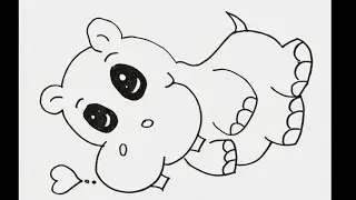 Cute hippo drawing 😄😄