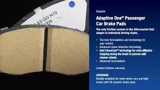 NAPA Brakes Adaptive One&reg; Passenger Car Pads