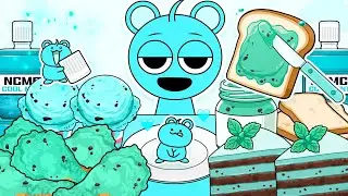 Incredibox Sprunki - 🩵sky Chu's  MINT COLOR MUKBANG | ASMR | Animation